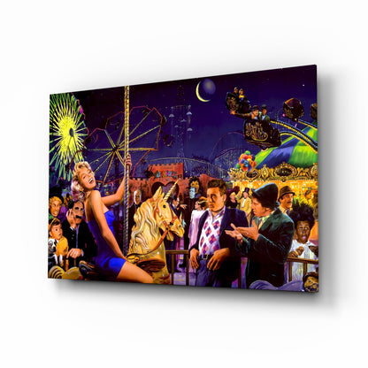 Retro Icons at the Theme Park Glass Wall Art