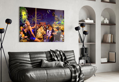 Retro Icons at the Theme Park Glass Wall Art