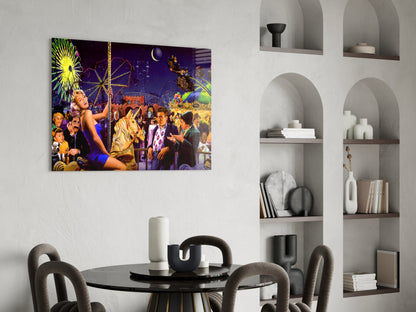 Retro Icons at the Theme Park Glass Wall Art