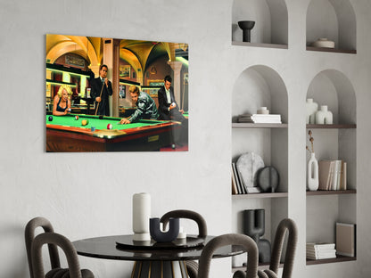 Retro Icons at the Pool Hall Glass Wall Art