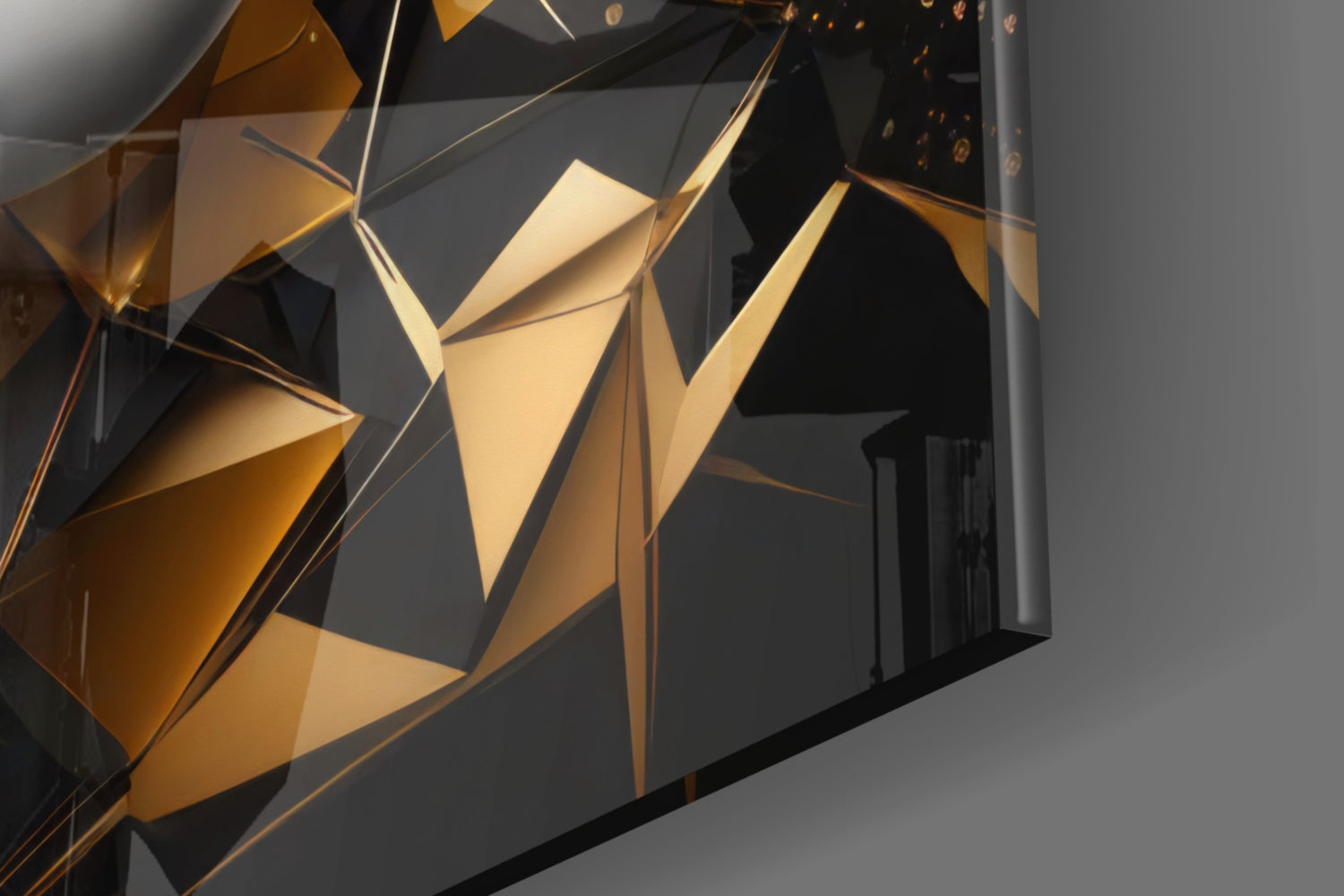 Golden Face Glass Wall Art