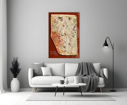 Map of Piri Reis Glass Wall Art