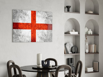 Scratched Steel Gray England Cross Flag Glass Wall Art