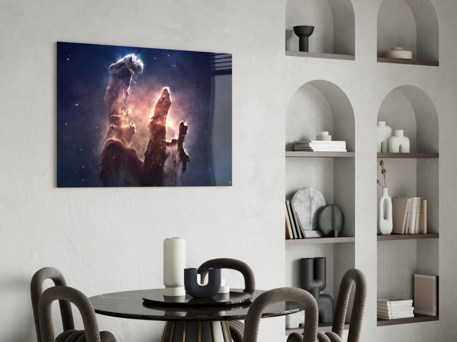 Space Clouds Glass Wall Art
