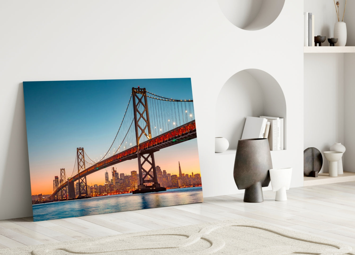 San Francisco Oakland Bay Bridge Glass Wall Art