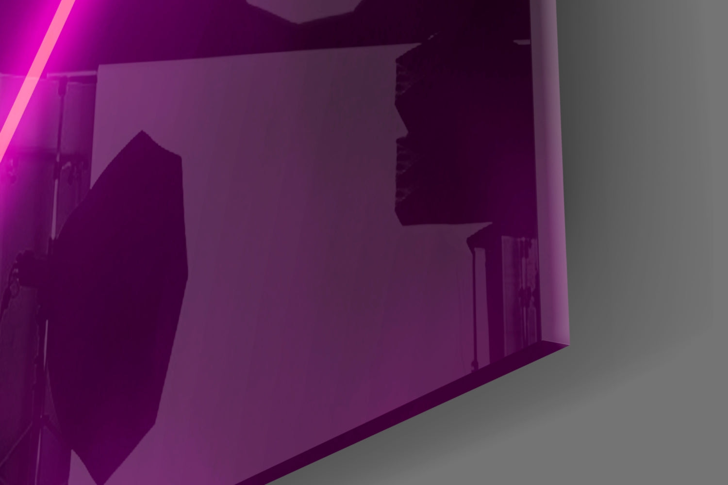 Pink Neon Triangle Marble Glass Wall Art