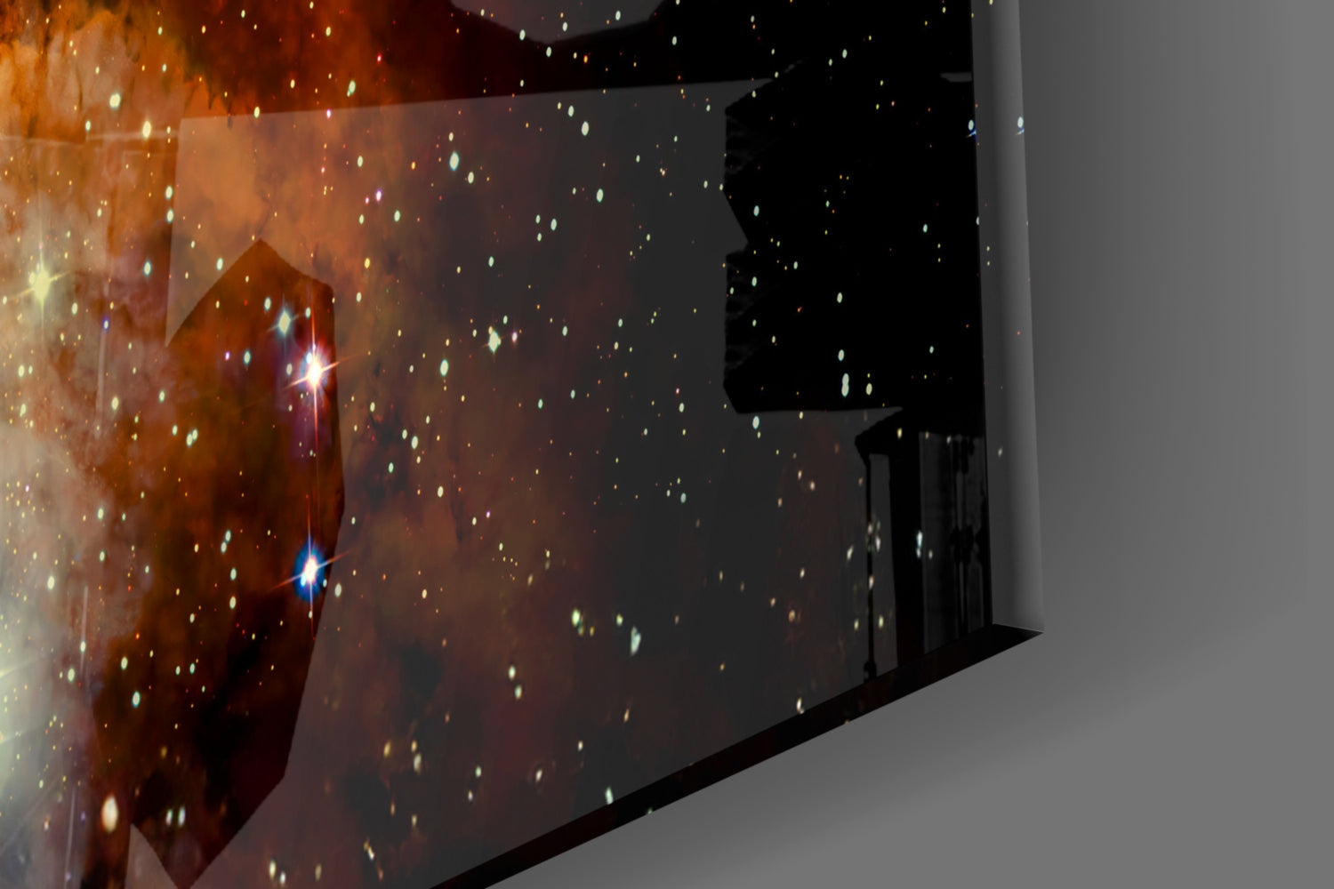 Rust Orange Nebula Dust Star Field Glass Wall Art