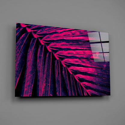 Neon Magenta Fan Palm Glass Wall Art