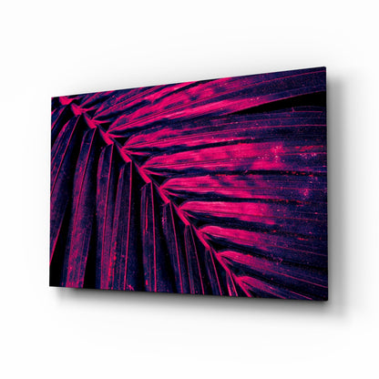Neon Magenta Fan Palm Glass Wall Art