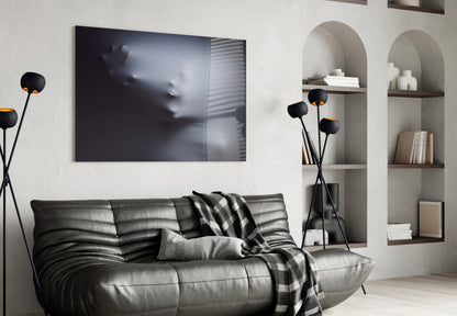 Ghostly Face Pressing Through Fabric Glass Wall Art