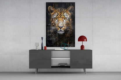 Gold Splatter Leopard Glass Wall Art