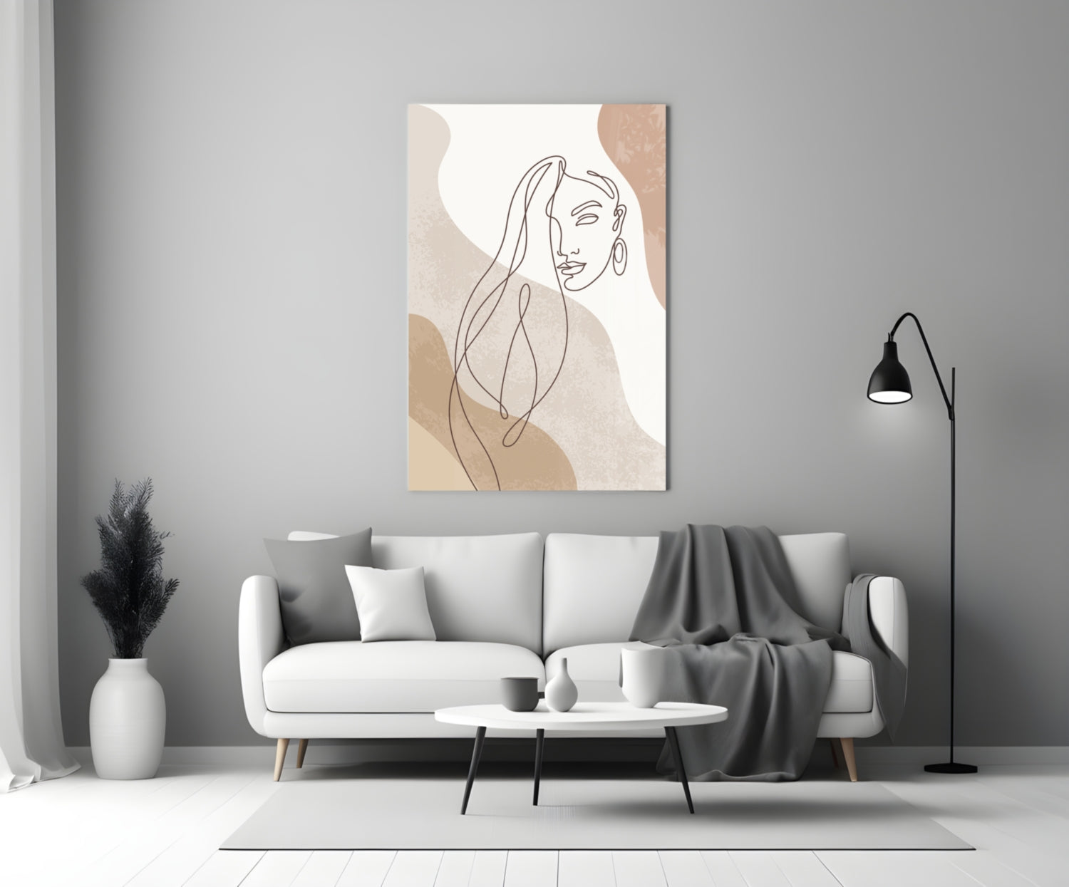 Flowing Hair Woman Face Glass Wall Art