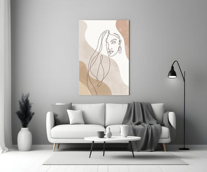 Flowing Hair Woman Face Glass Wall Art
